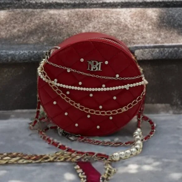 Badgley Mischka Round Pearl Crossbody - Picture 1 of 9